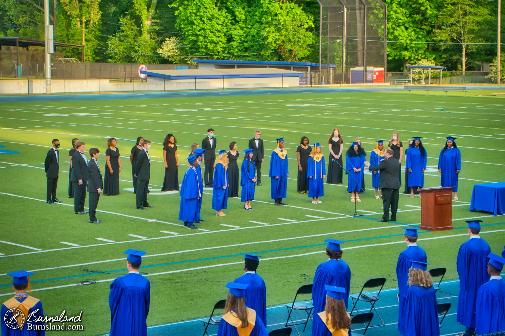 The chorus sings during the graduation ceremony