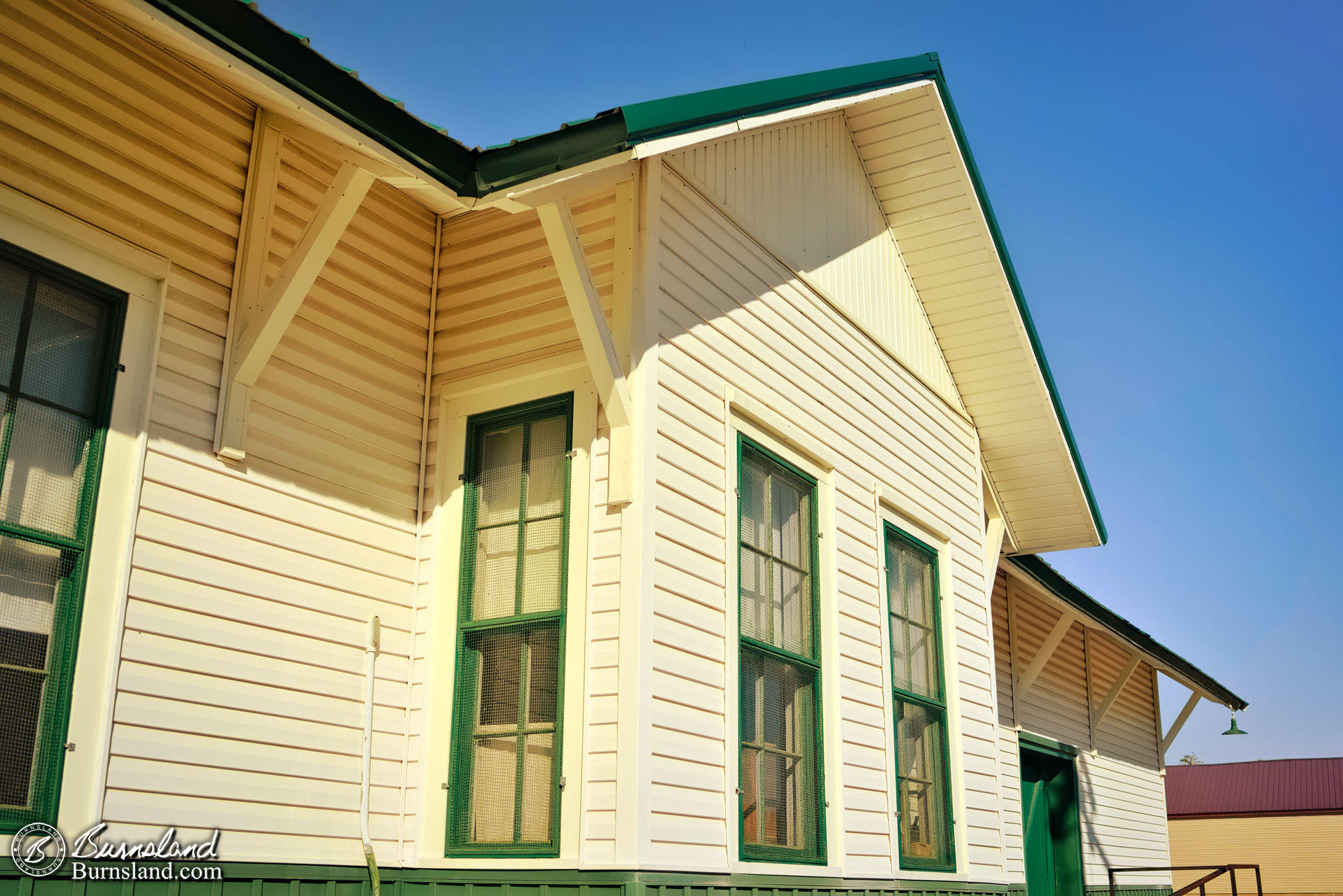 Bay window at the Kanopolis Railroad Depot in Kanopolis, Kansas