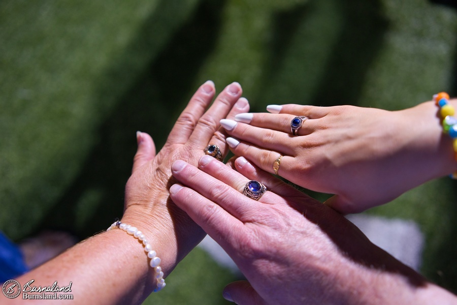 Three class rings at Katie’s high school graduation