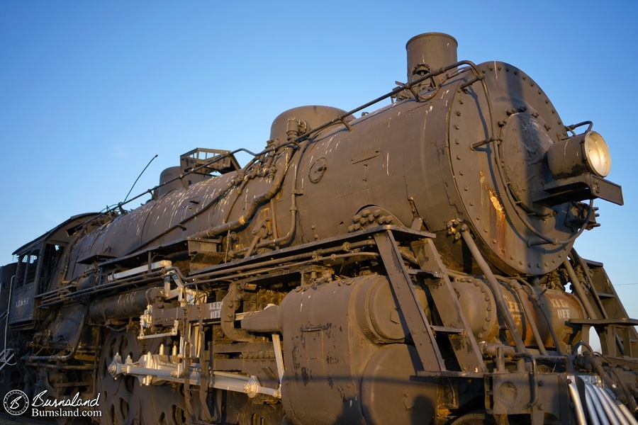 A steam locomotive in Kinsley, Kansas