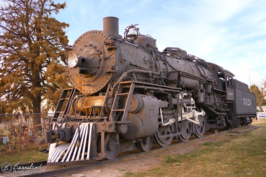 A steam locomotive in Kinsley, Kansas