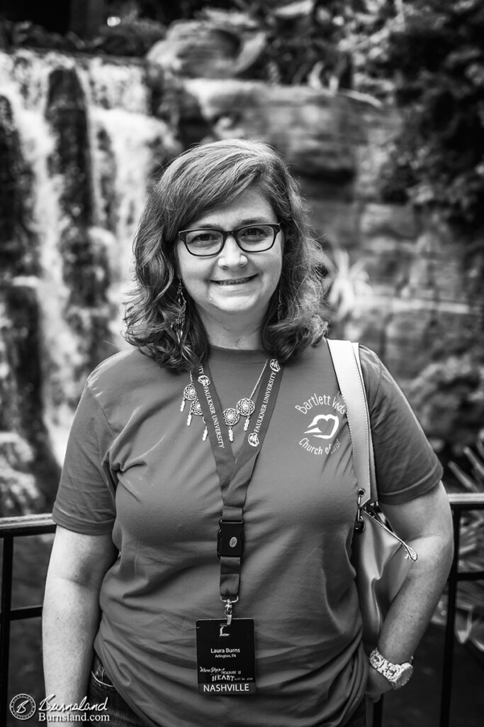 A portrait of Laura in black and white, taken last weekend at the Gaylord Opryland Resort in Nashville, Tennessee. Read all about it at Burnsland!