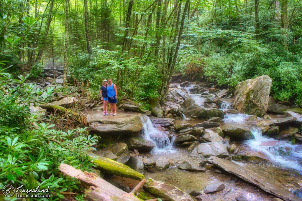 Laura, Karen, and a stream in the Great Smoky Mountains