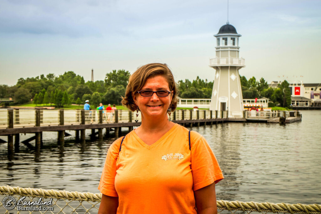 Laura and the lighthouse at the Yacht Club Resort at Walt Disney World