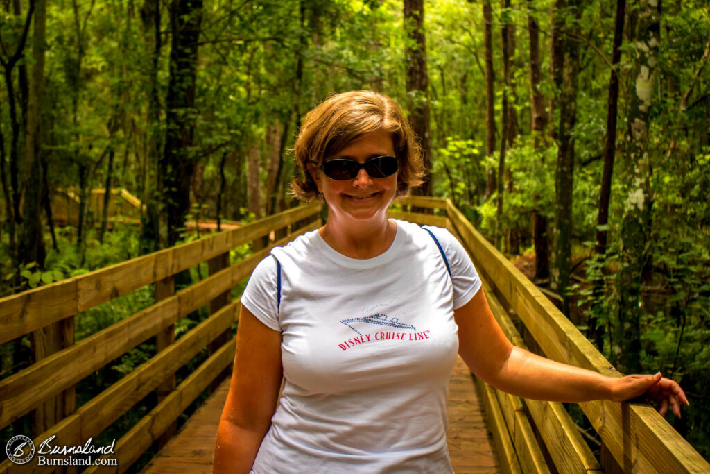 Laura on the boardwalk through Shingle Creek Regional Park in Kissimmee, Florida