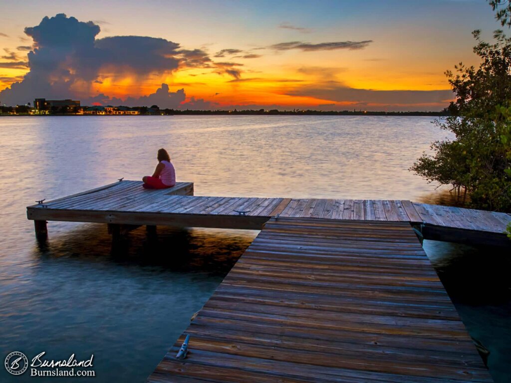 Laura on the Dock at Sunset at Cocoa Beach, Florida