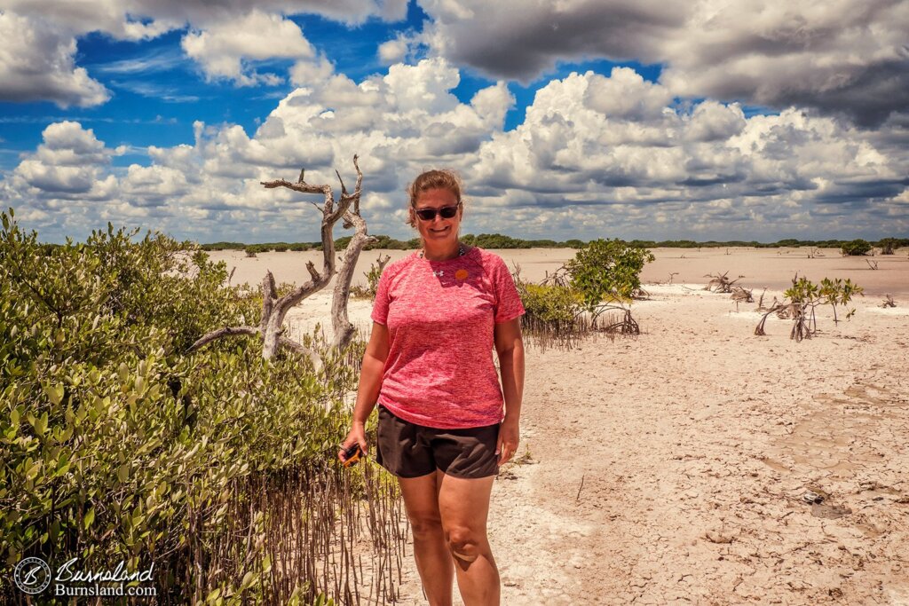 Laura in the Salt Flats of the Yucatan