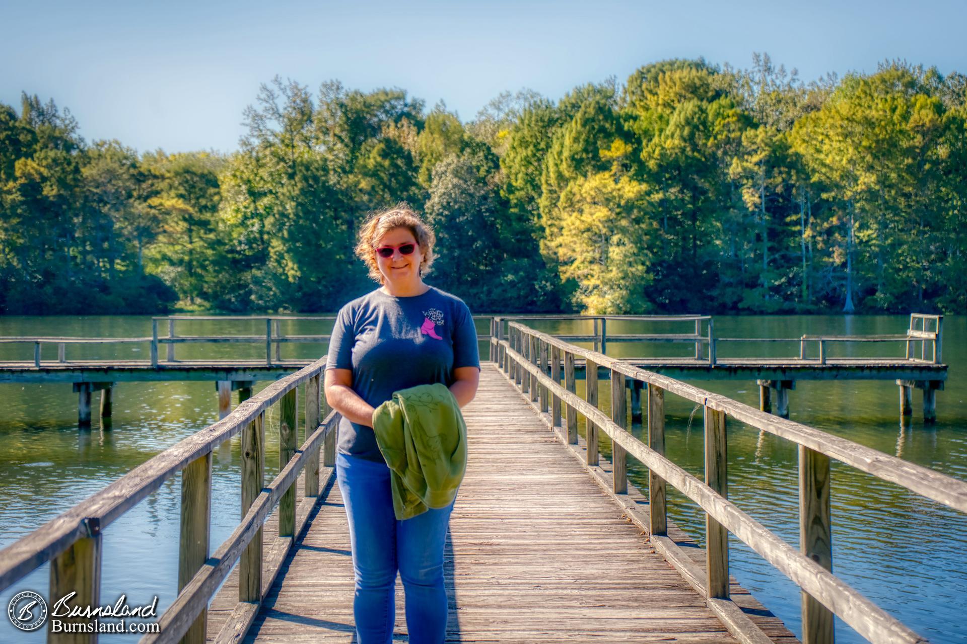 Laura on the dock at Wall Doxey State Park in Mississippi