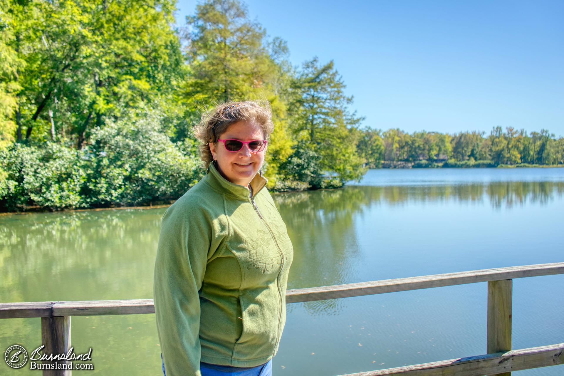 Laura by the lake at Wall Doxey State Park in Mississippi on a fall day