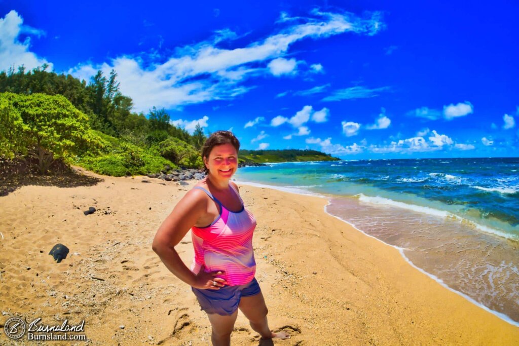 Laura at ʻAliomanu Beach on Kauaʻi in Hawaiʻi