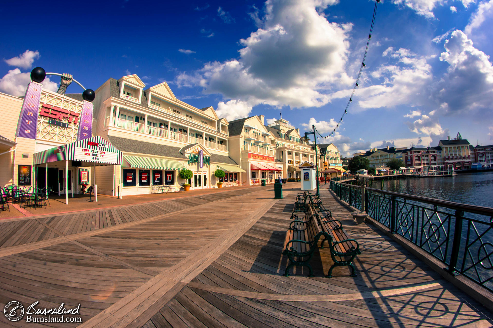 Looking down the Boardwalk at Walt Disney World in Florida