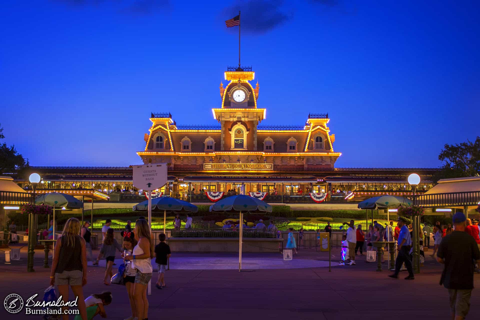 Main Street Station at Night in the Magic Kingdom at Walt Disney World