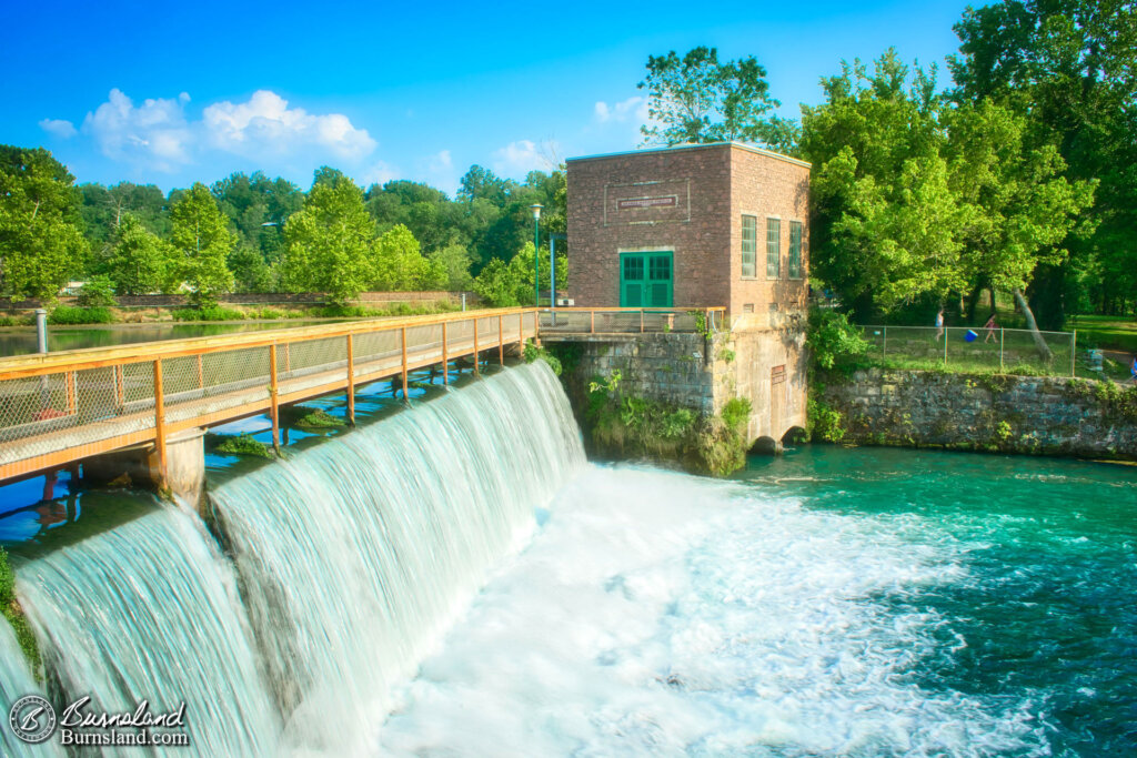 Water flows over the Dam at the Mammoth Spring Hydroelectric Plant in Arkansas