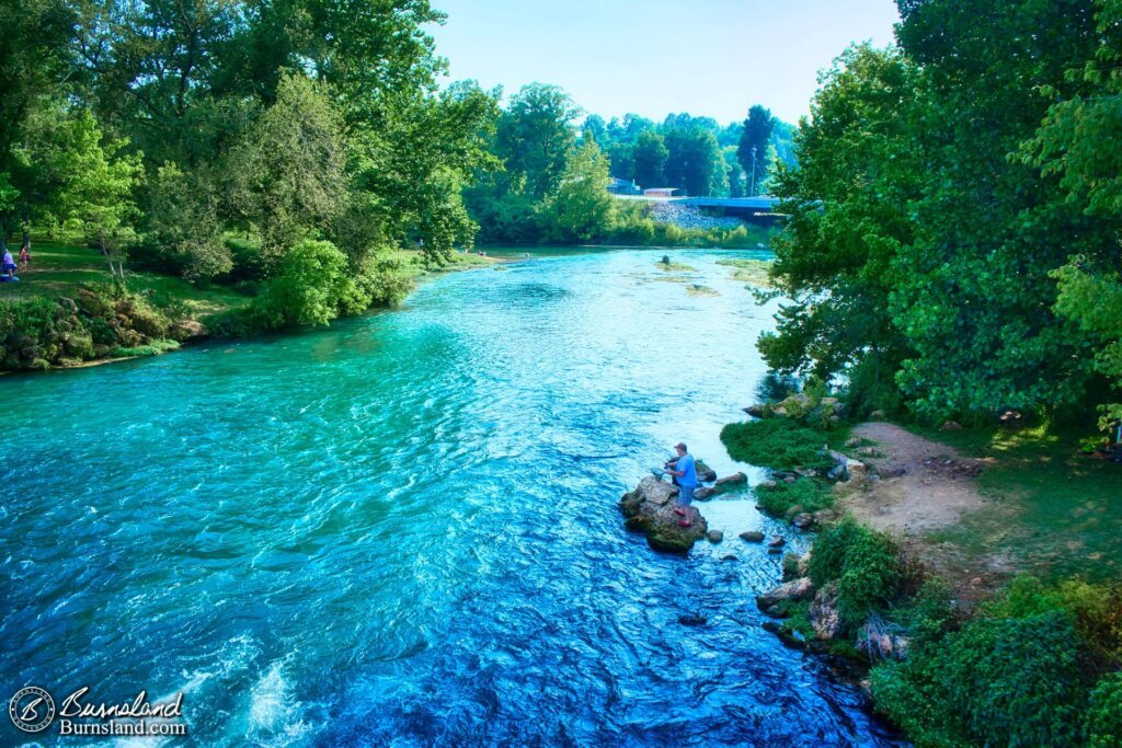 A look down Spring River in Arkansas from the Mammoth Spring Dam