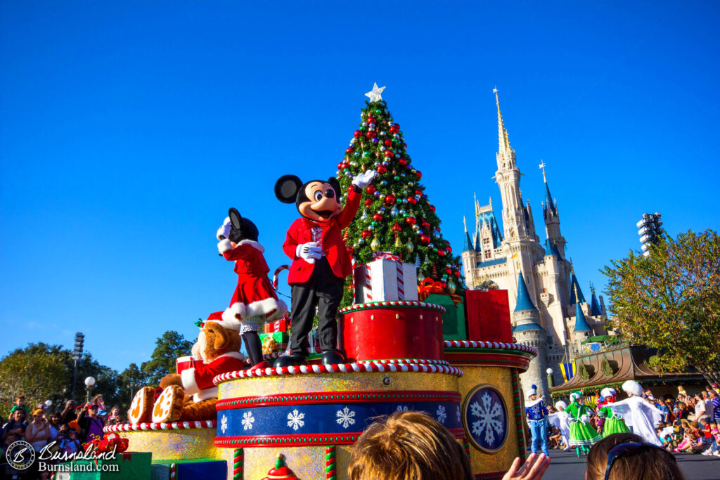 Mickey Mouse in the Christmas Parade in the Magic Kingdom at Walt Disney World