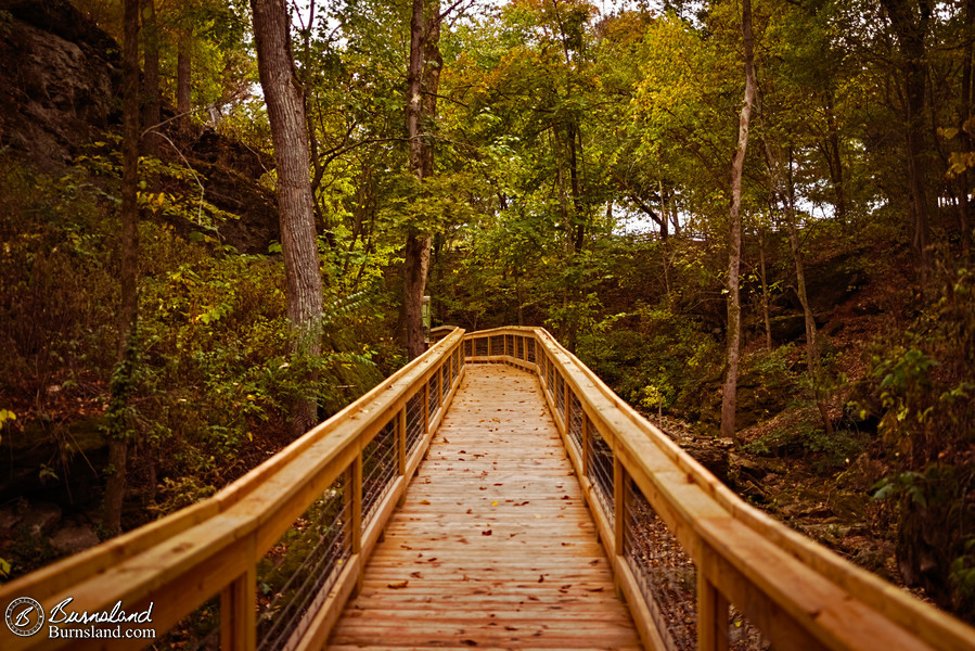 Boardwalk along the nature trail at Fantastic Caverns in Missouri