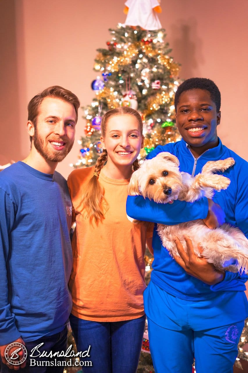 Kids and dog on New Year’s Eve