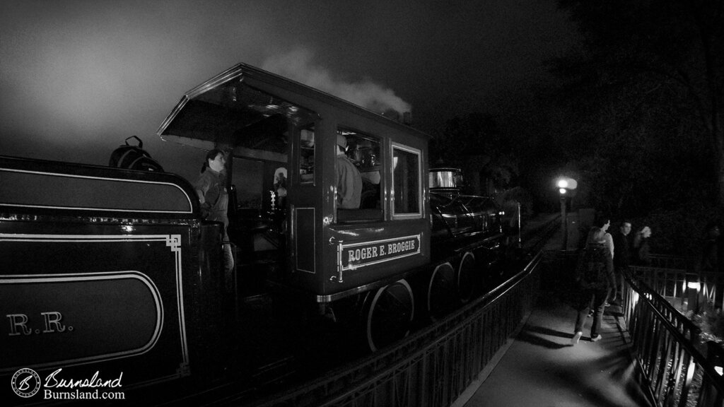 Walt Disney World Railroad Engine No 3 Roger E. Broggie at night