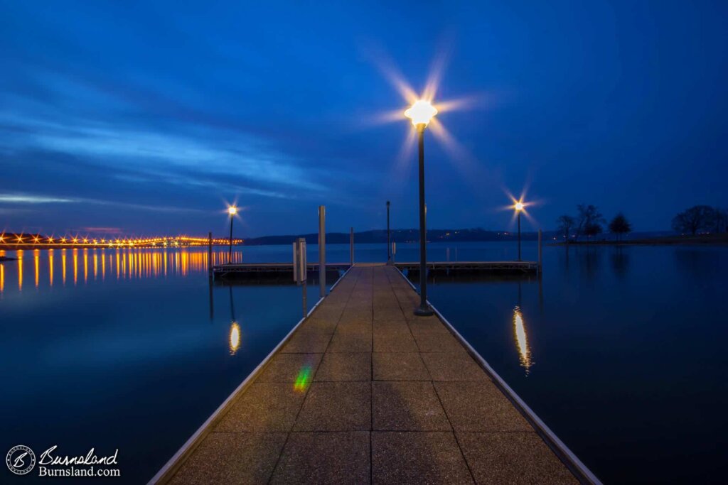 Nighttime at the boat dock at Pickwick Landing State Park in Tennessee