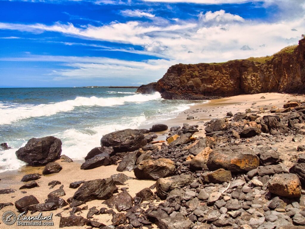 A look across the lava rocks and sand at Glass Beach on the island of Kauaʻi in Hawaiʻi from our visit there in 2018 is the latest in the Old Photos series.