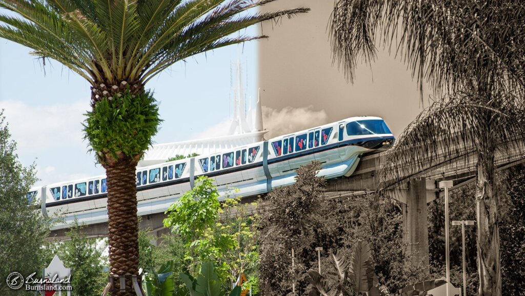 Walt Disney World Monorail In Color - before and after