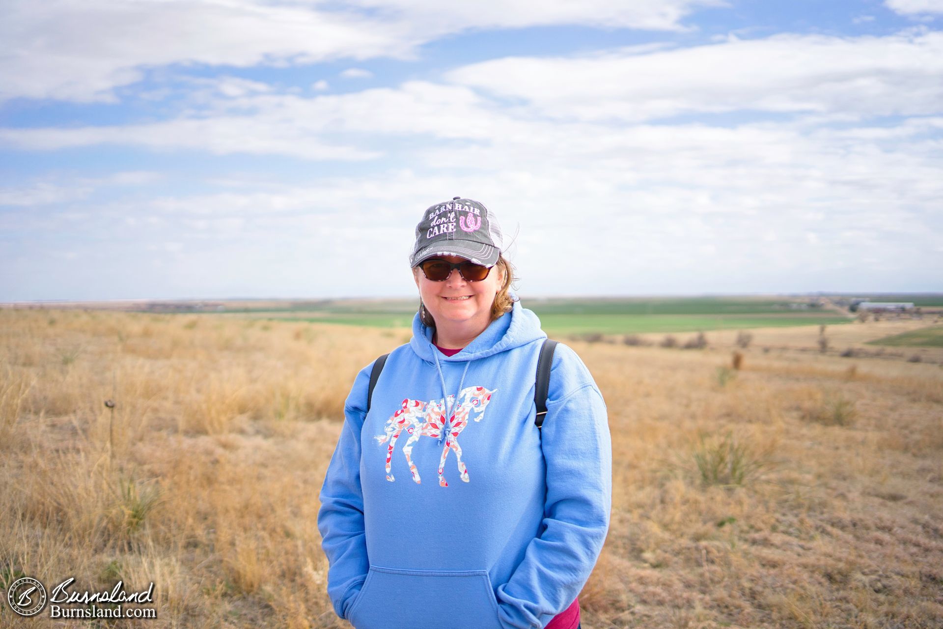 Laura on the old Santa Fe Trail near Dodge City, Kansas