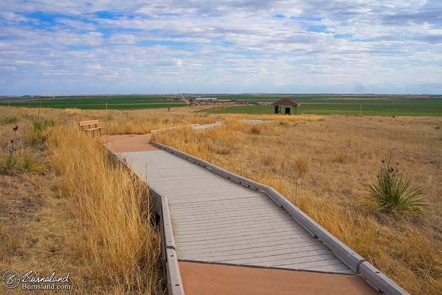 A path at the wagon ruts along the old Santa Fe Trail near Dodge City, Kansas