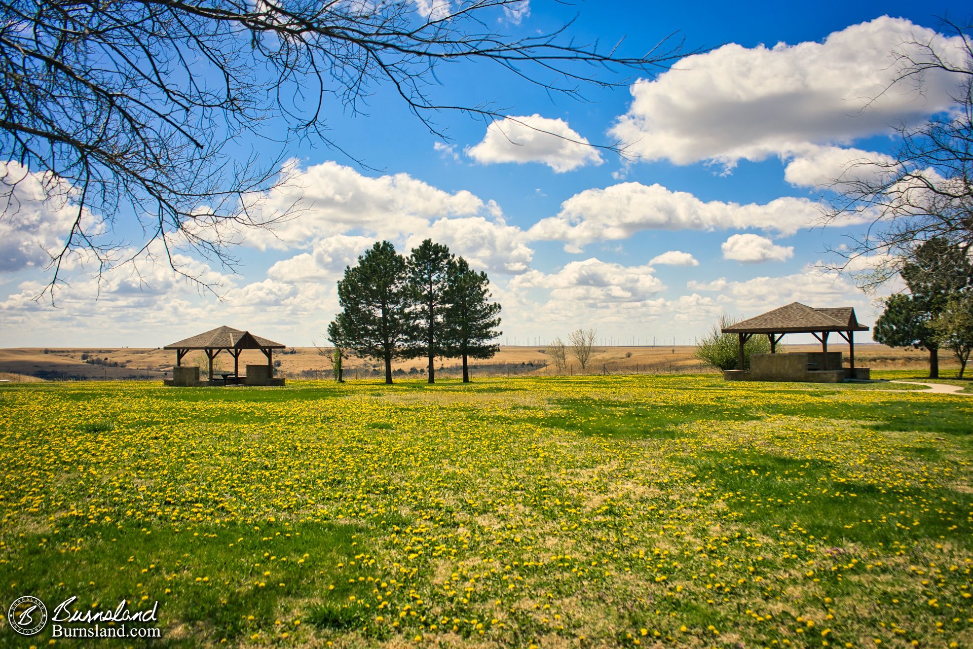 Picnic pavilions on the Kansas plains