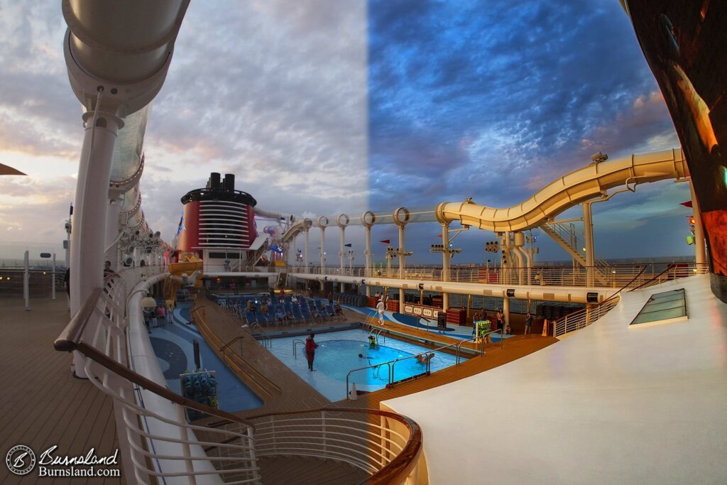 Pool Deck on the Disney Dream before and after