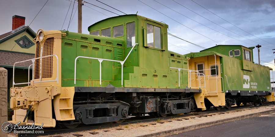 Engine and caboose at Galena Railroad Depot in Galena, Kansas