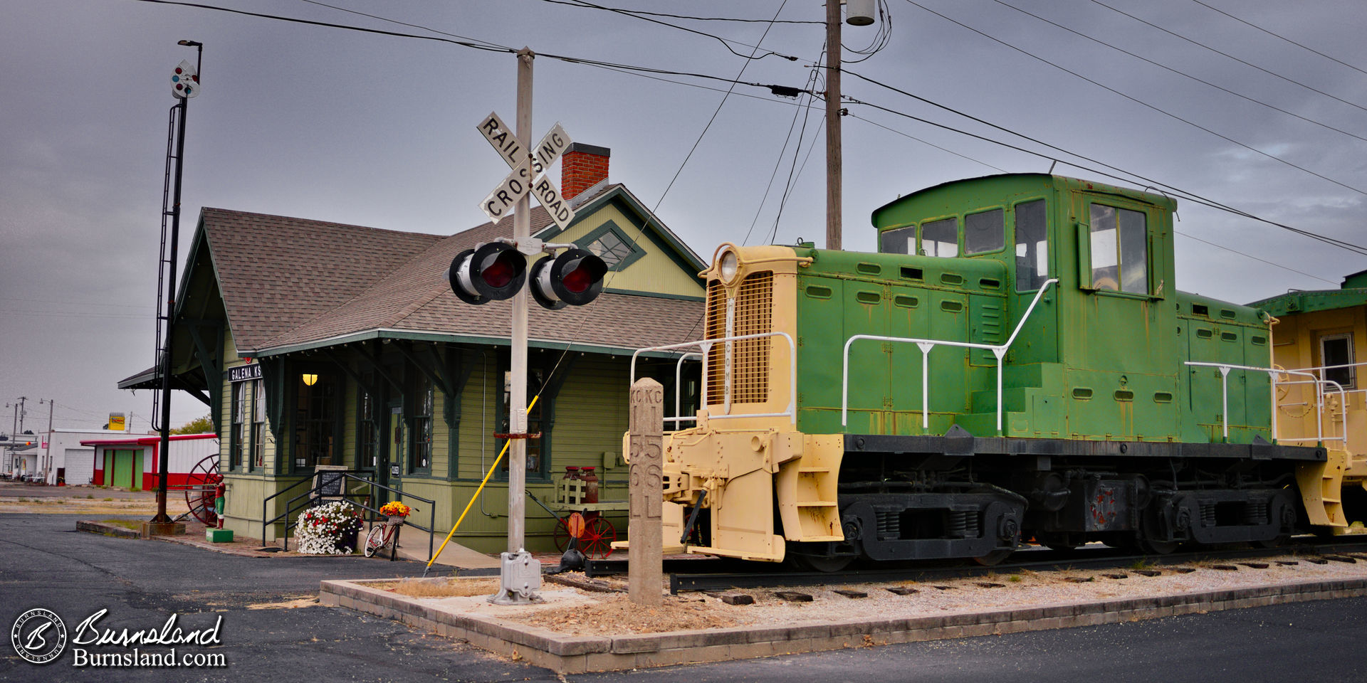 Galena Railroad Depot and engine in Galena, Kansas