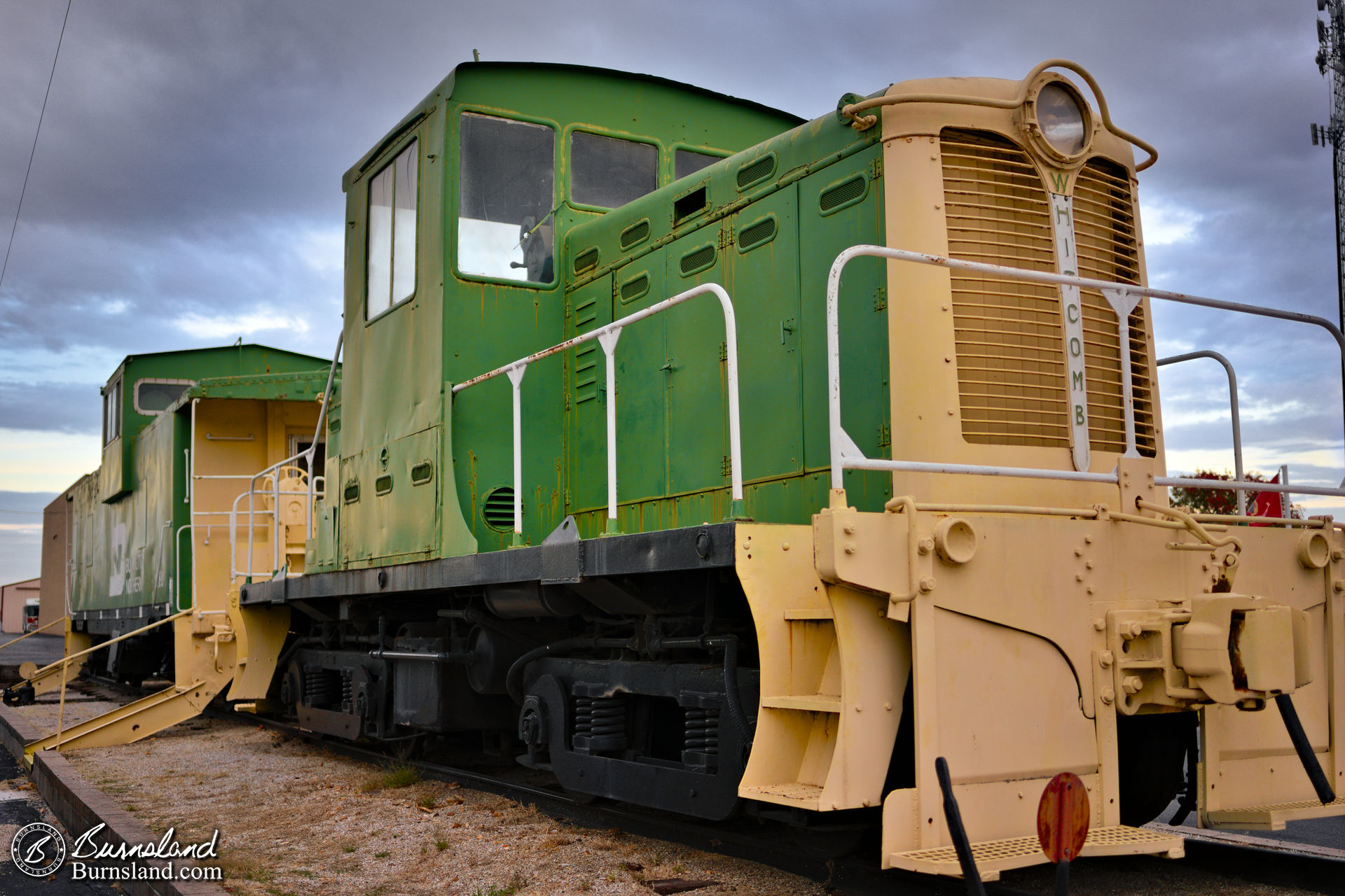 Engine and caboose at Galena Railroad Depot in Galena, Kansas