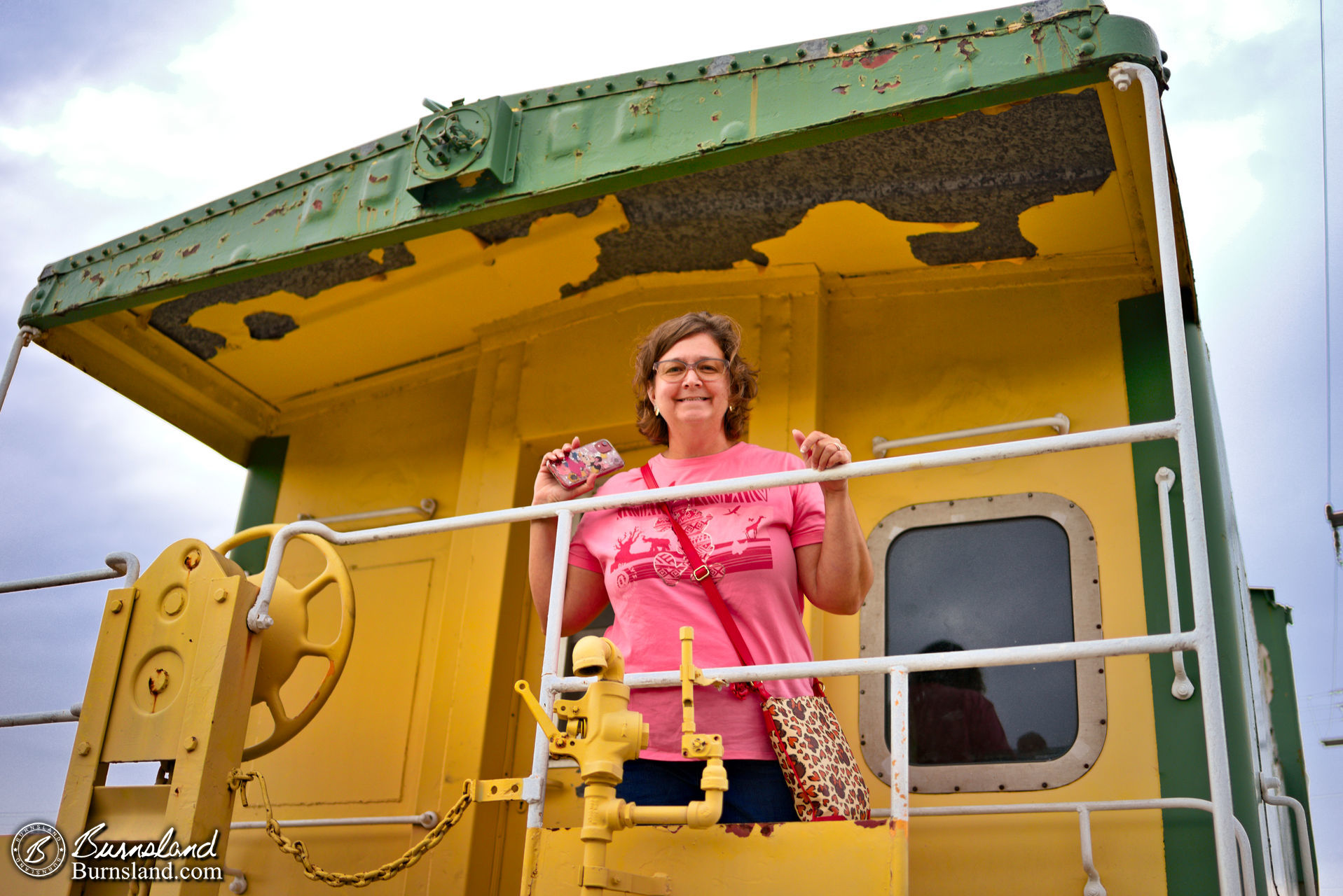 Laura on the caboose