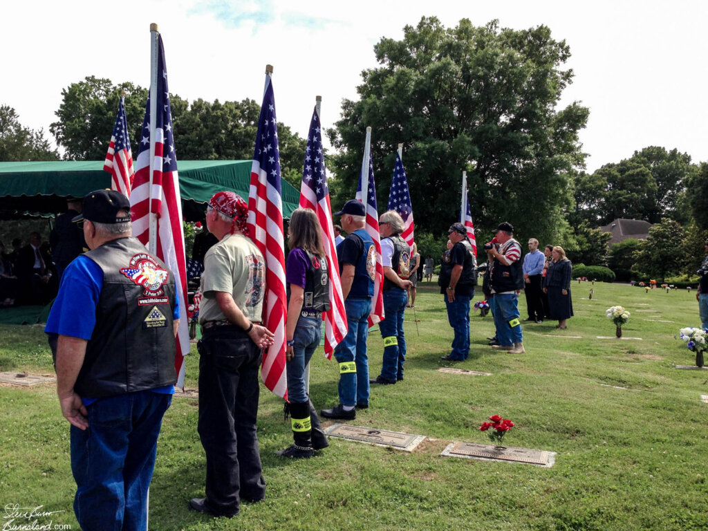 The Patriot Guard and their flags.