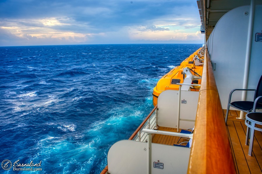 The view of the sea from our stateroom verandah on the Disney Dream during our 2018 Christmas Disney Cruise