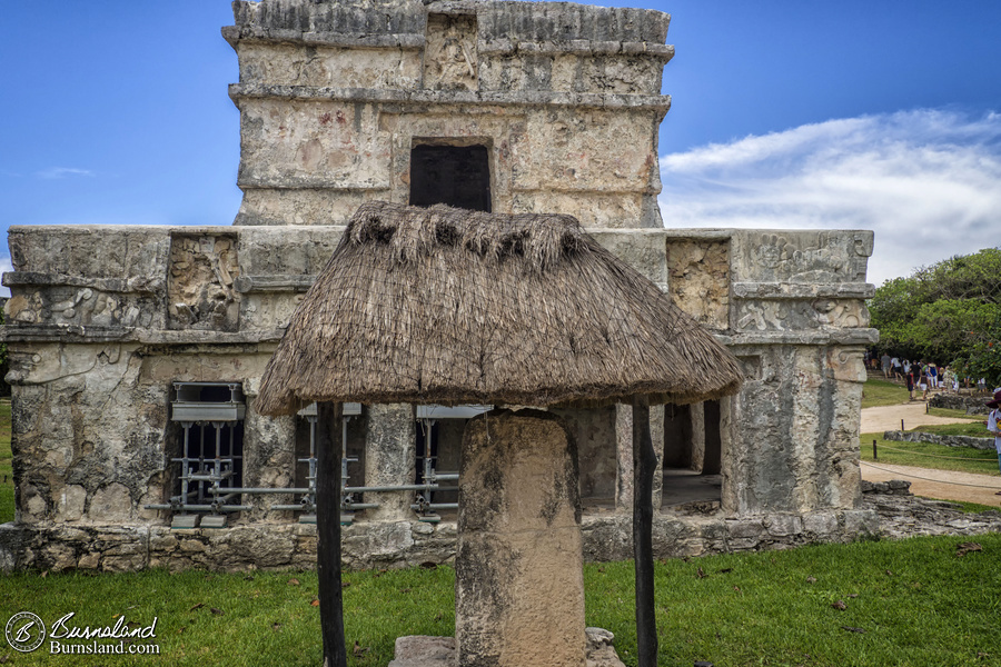 The Temple of the Frescoes stands among the Mayan ruins at Tulum in Mexico.