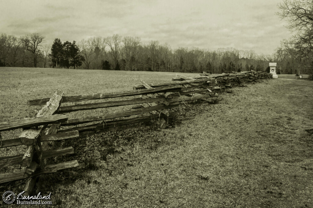 Fence along the Sunken Road at Shiloh National Military Park in Tennessee