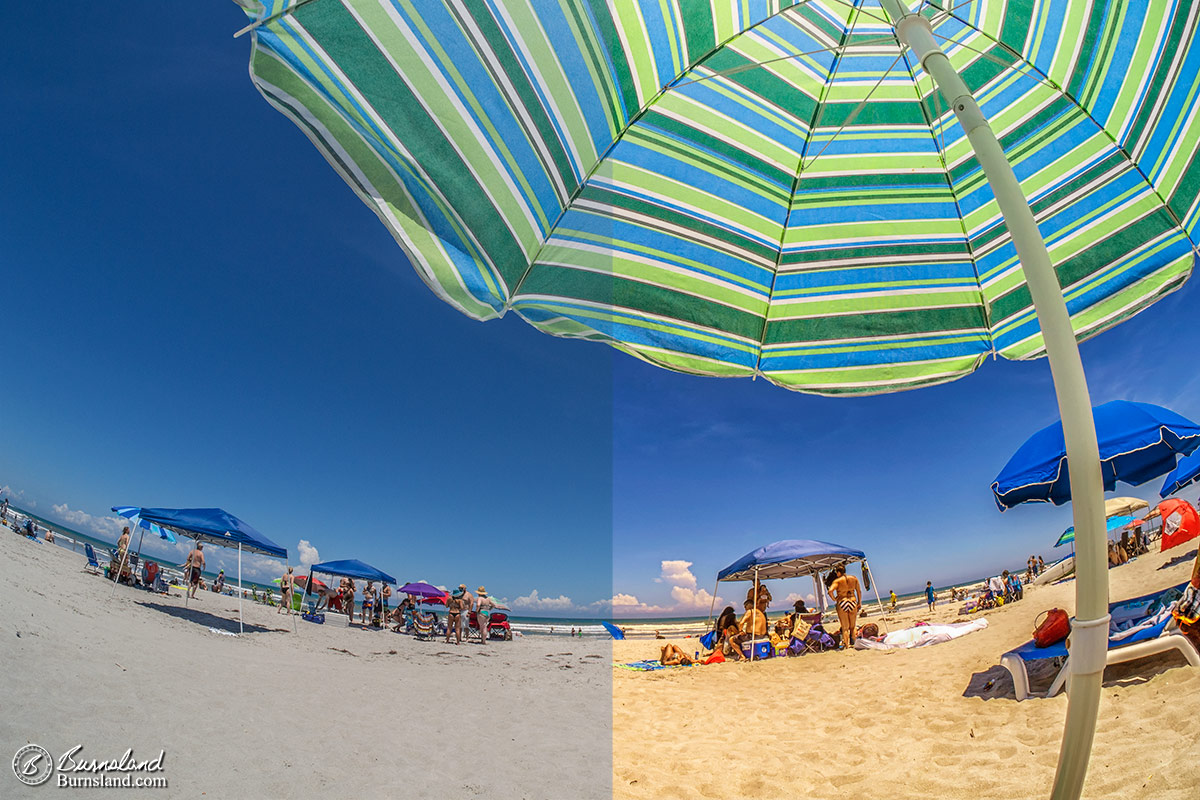 Sitting Under the Umbrella at Cocoa Beach, Florida