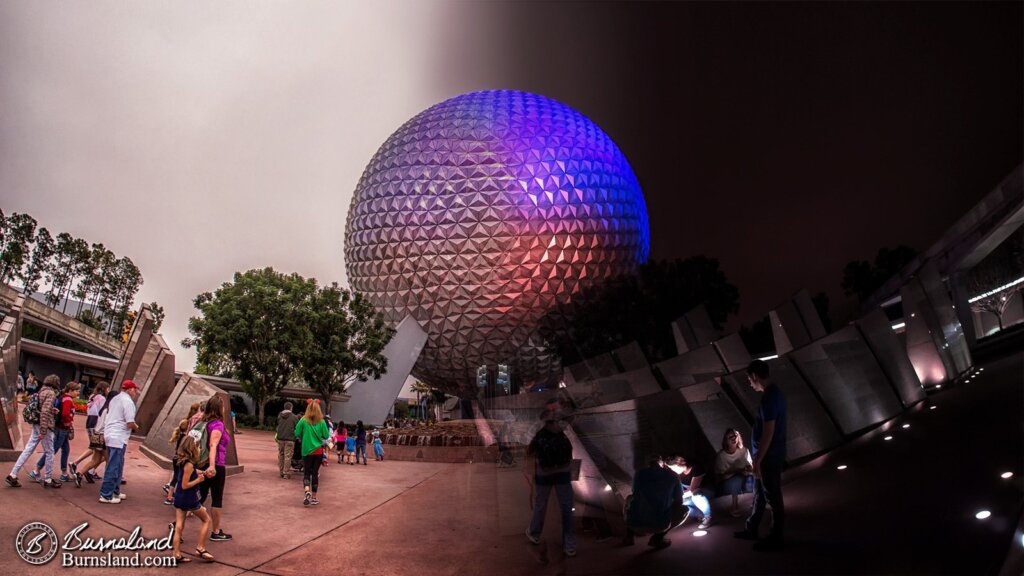 Spaceship Earth in Epcot at Walt Disney World from Morning to Night