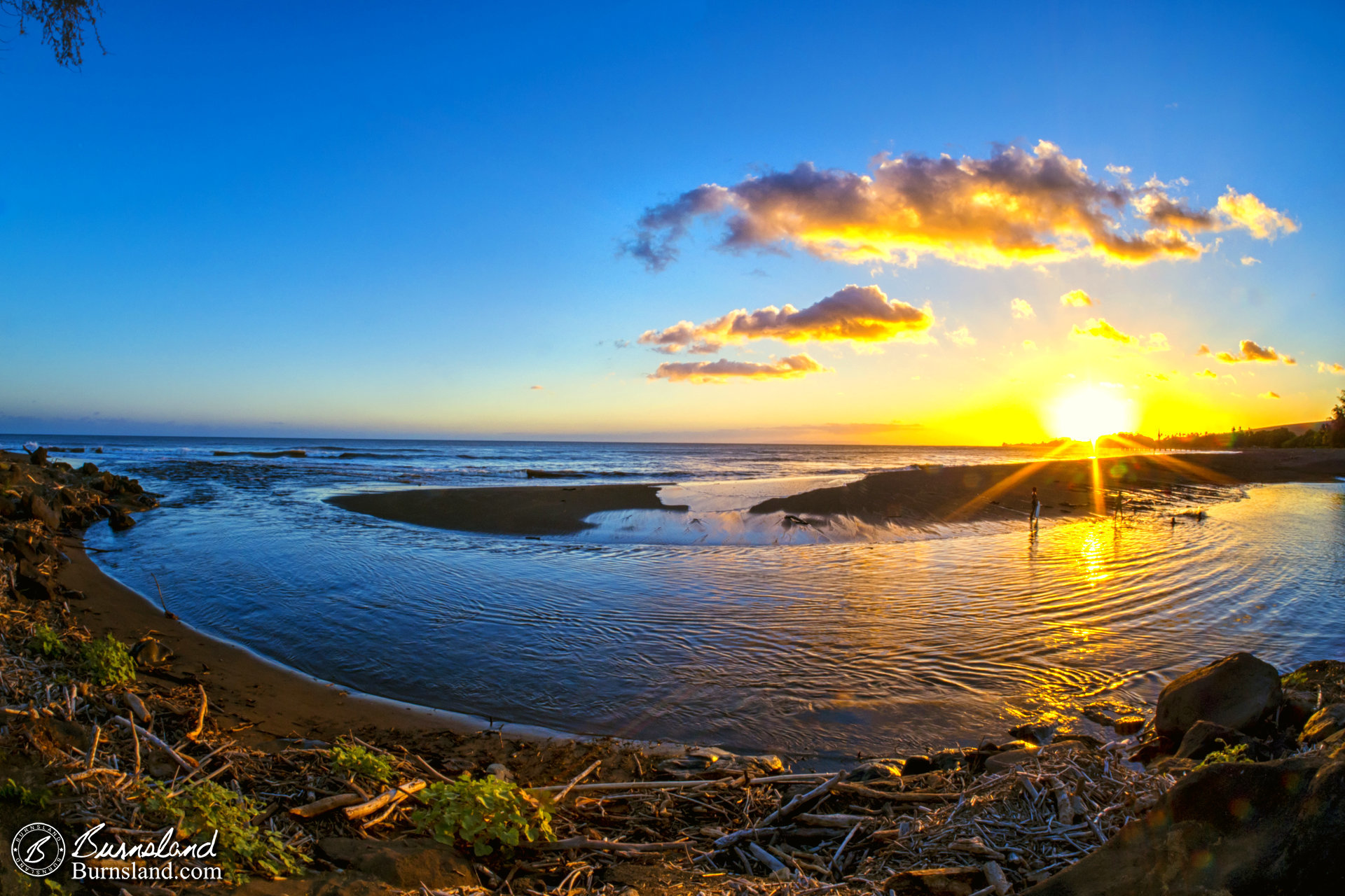 Sunset at Waimea River in Kauaʻi