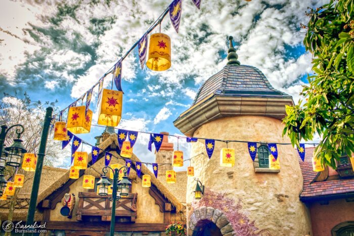 The restrooms in Fantasyland in the Magic Kingdom at Walt Disney World are themed to the animated movie Tangled