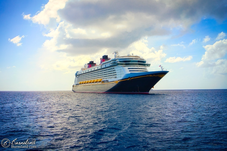 The Disney Fantasy appears to be out at sea as it was anchored near George Town, Grand Cayman, during our 2022 Disney Cruise.