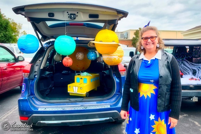 Laura as Ms. Frizzle from the Magic School Bus for Trunk or Treat