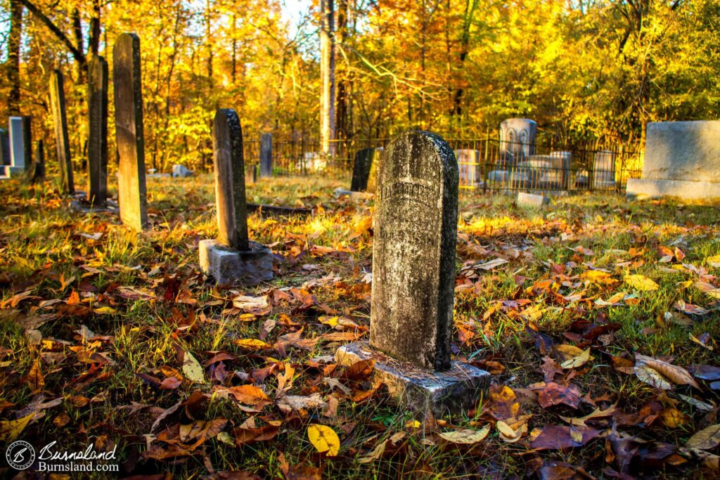 Tombstones in the fall in Williston, Tennessee