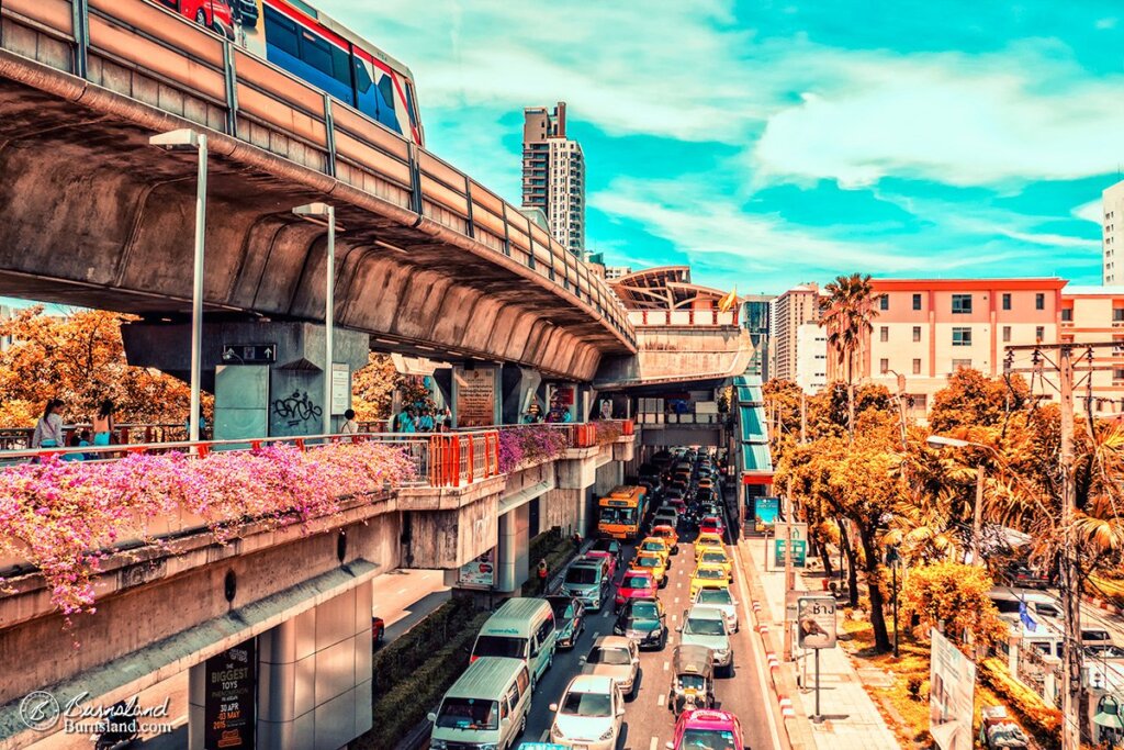 Traffic moves on several different levels in Bangkok, Thailand. Read all about it at Burnsland.