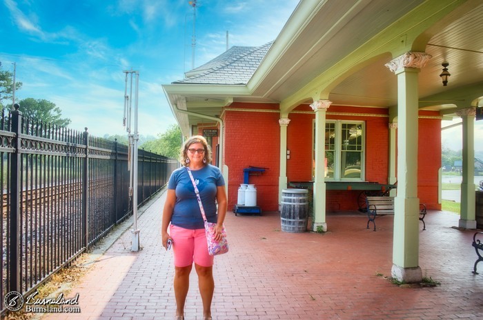 Laura at the Mammoth Spring Train Depot 