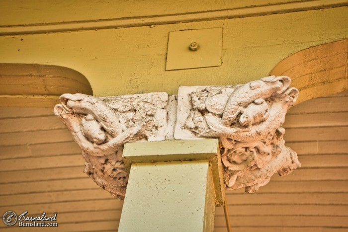 Catfish and Frogs on the capitals at Mammoth Spring