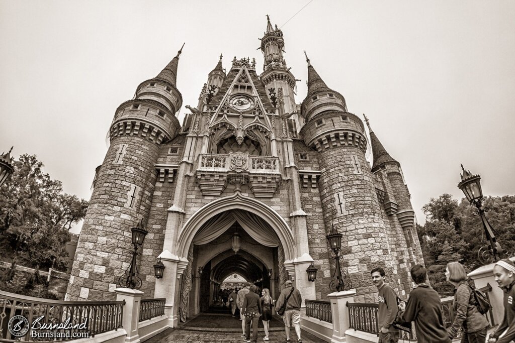 Cinderella Castle in Walt Disney World in Black and White