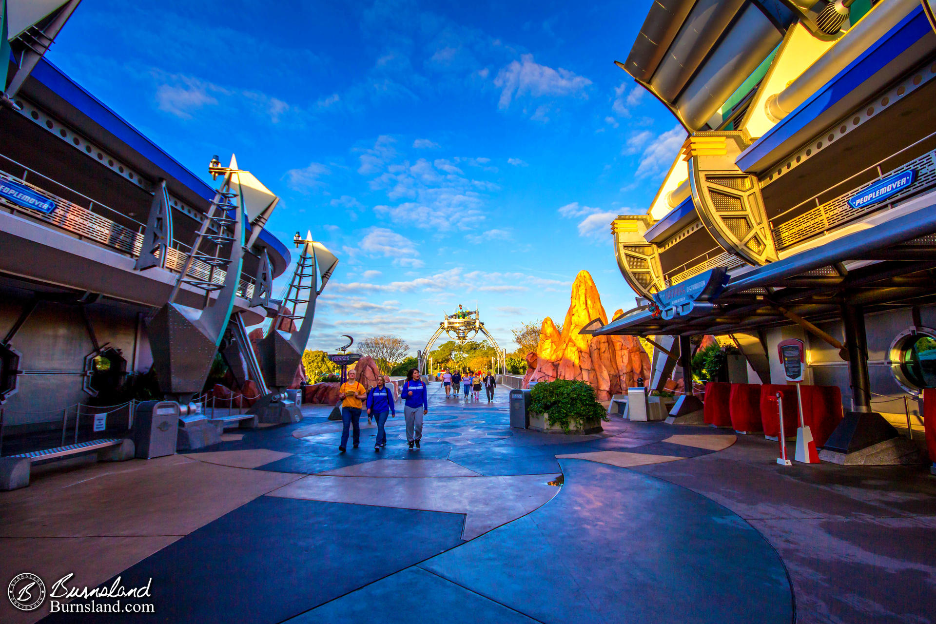 Walking Through Tomorrowland in the Magic Kingdom at Walt Disney World