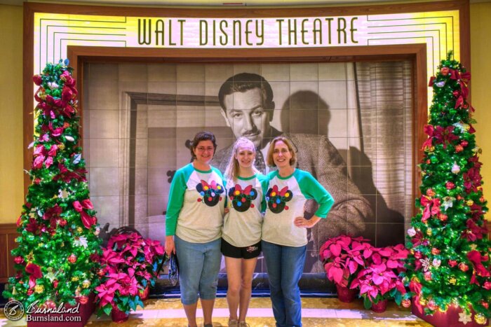 Girls in matching shirts on a Christmas Disney Cruise